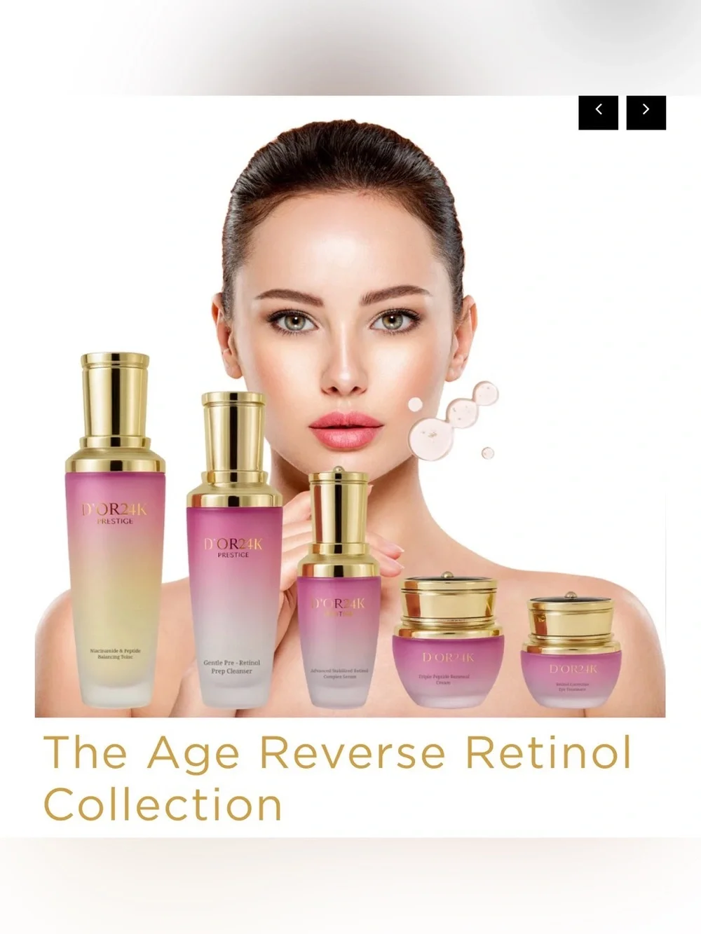 NWT D'OR24K Prestige Age Reverse Retinol Collection 5-Piece Gift Set Box